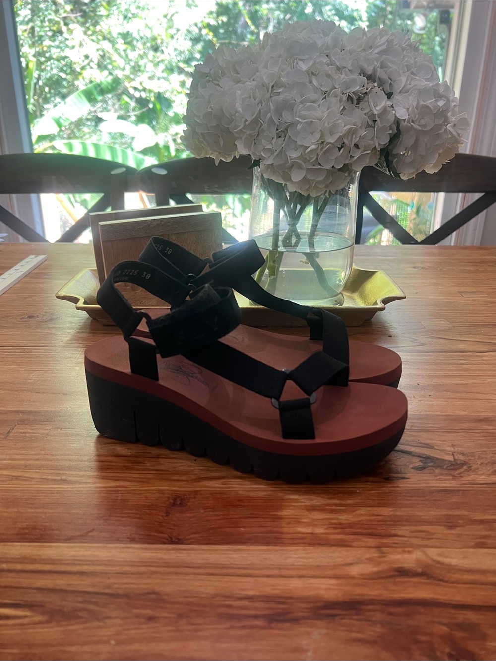 Fly London Women’s Platform Strappy Sandals Adjustable - Black and Brown 38 8
